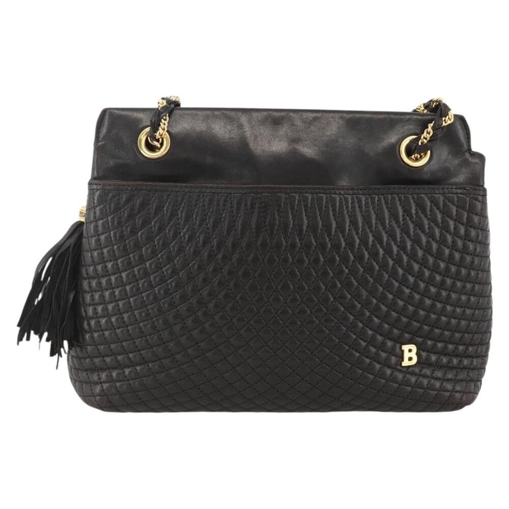 Bally Leather Chain Shoulder Bag Black